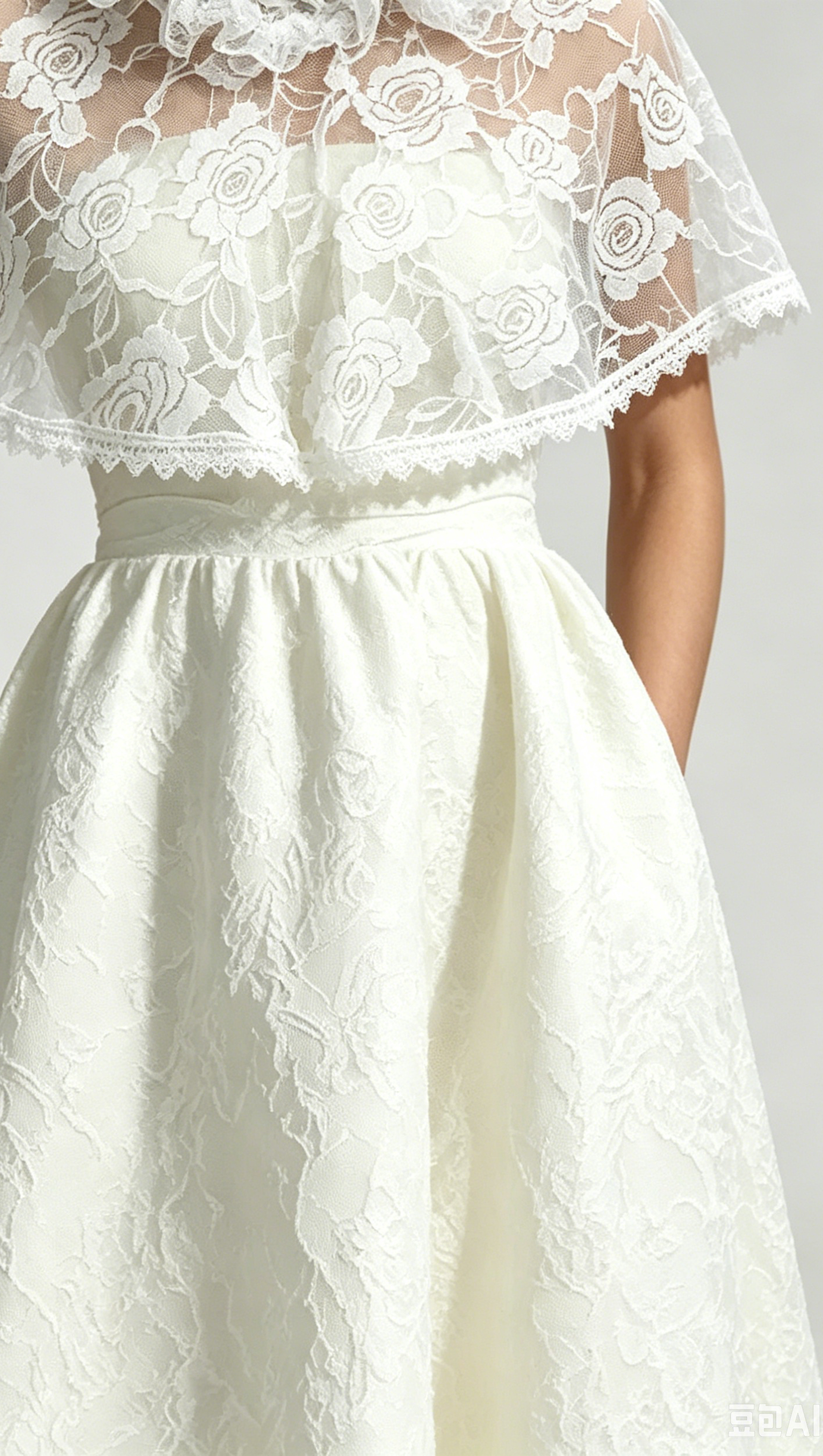 Elegant Cape Saoirse Midi Dress - Ivory