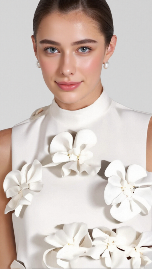 AIIZIE ANNONA WHITE FLOWER EMBELLISHED MAXI DRESS - product image