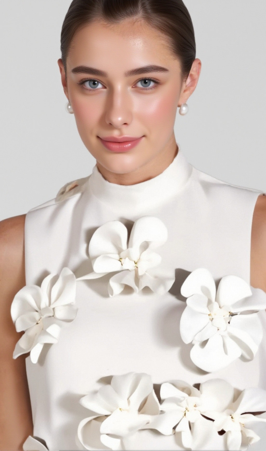 ANNONA WHITE FLOWER EMBELLISHED MAXI DRESS