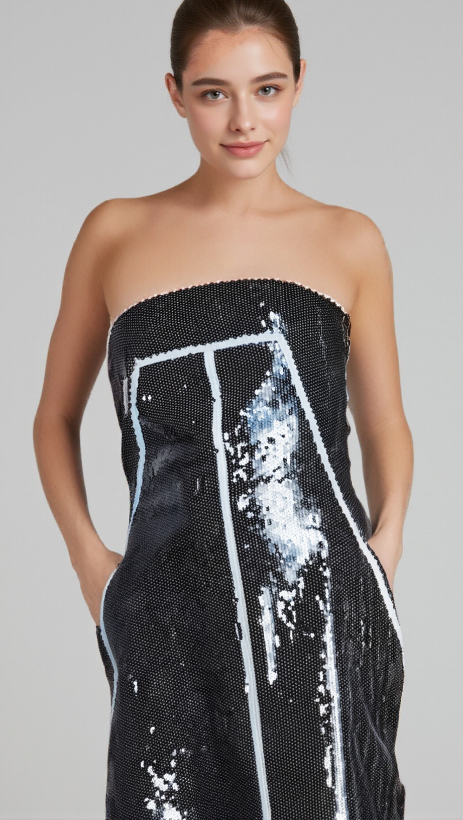 Mit Pailletten verziertes Bandeau-Minikleid von Gisèle 