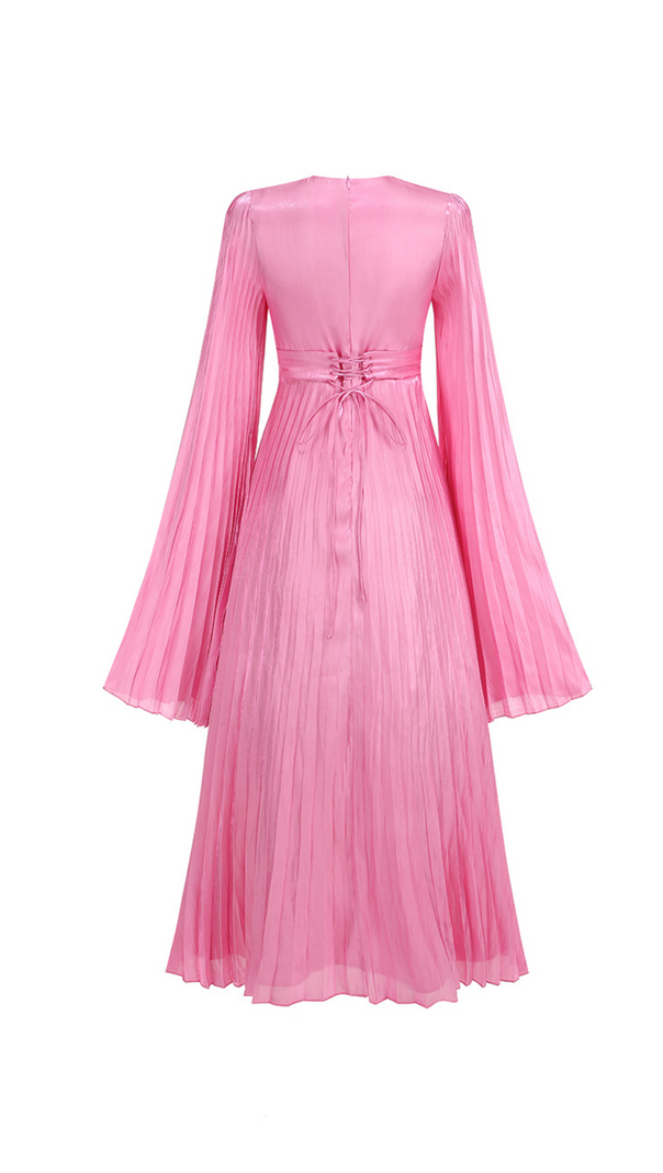 AIIZIE MANDY SLIT SLEEVE RUCHED MAXI DRESS IN ROSE PINK - product image