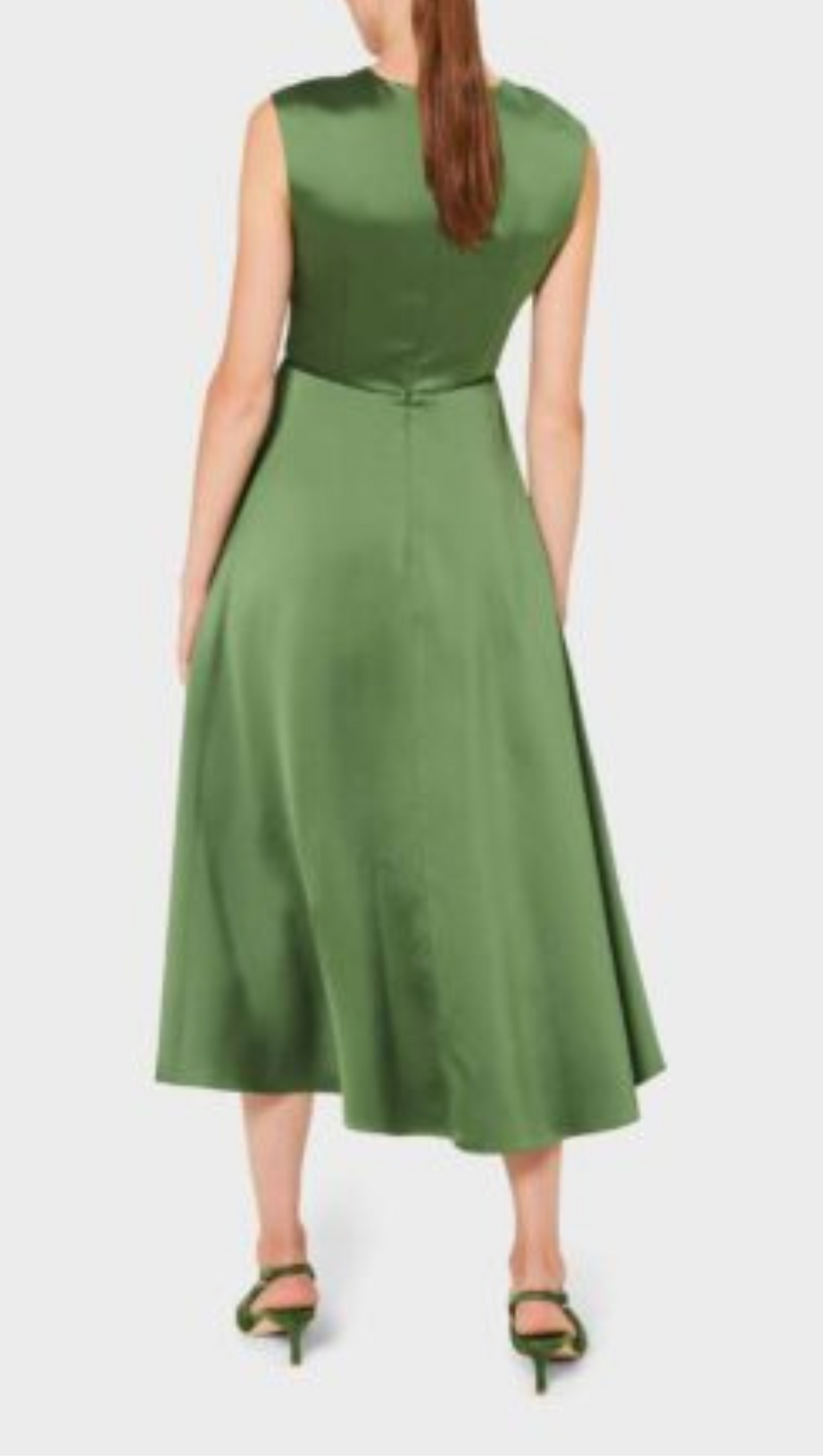 ABITO MIDI IN RASO CON SCOLLO A TORSIONE VERDE