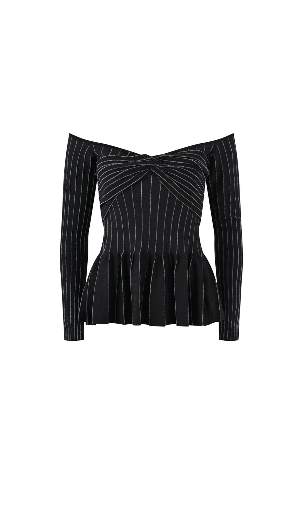 ESTHER STRICK-OFF-SHOULDER-TOP MIT GESTREIFTEN RÜSCHEN