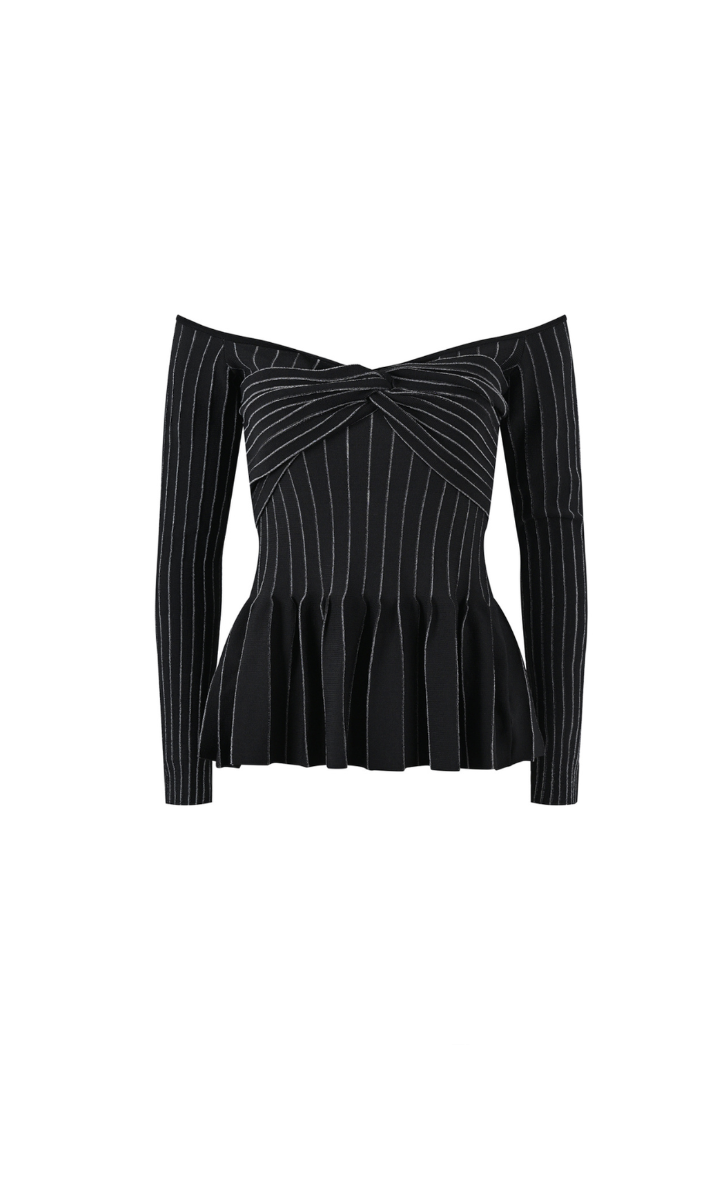 ESTHER STRICK-OFF-SHOULDER-TOP MIT GESTREIFTEN RÜSCHEN