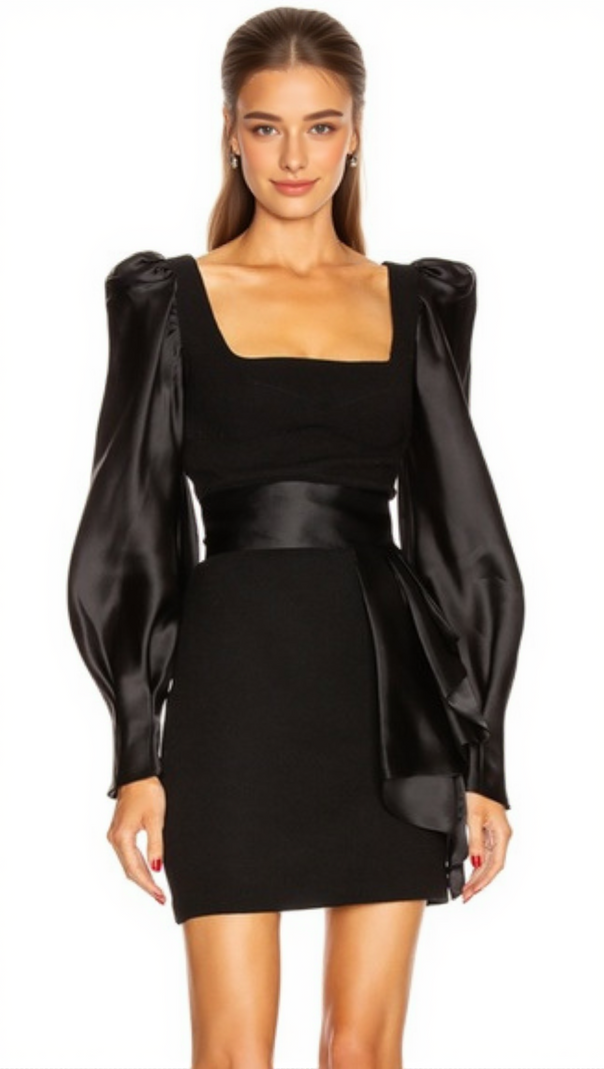 AIIZIE WOOL CREPE SILK SATIN MINI DRESS - product image