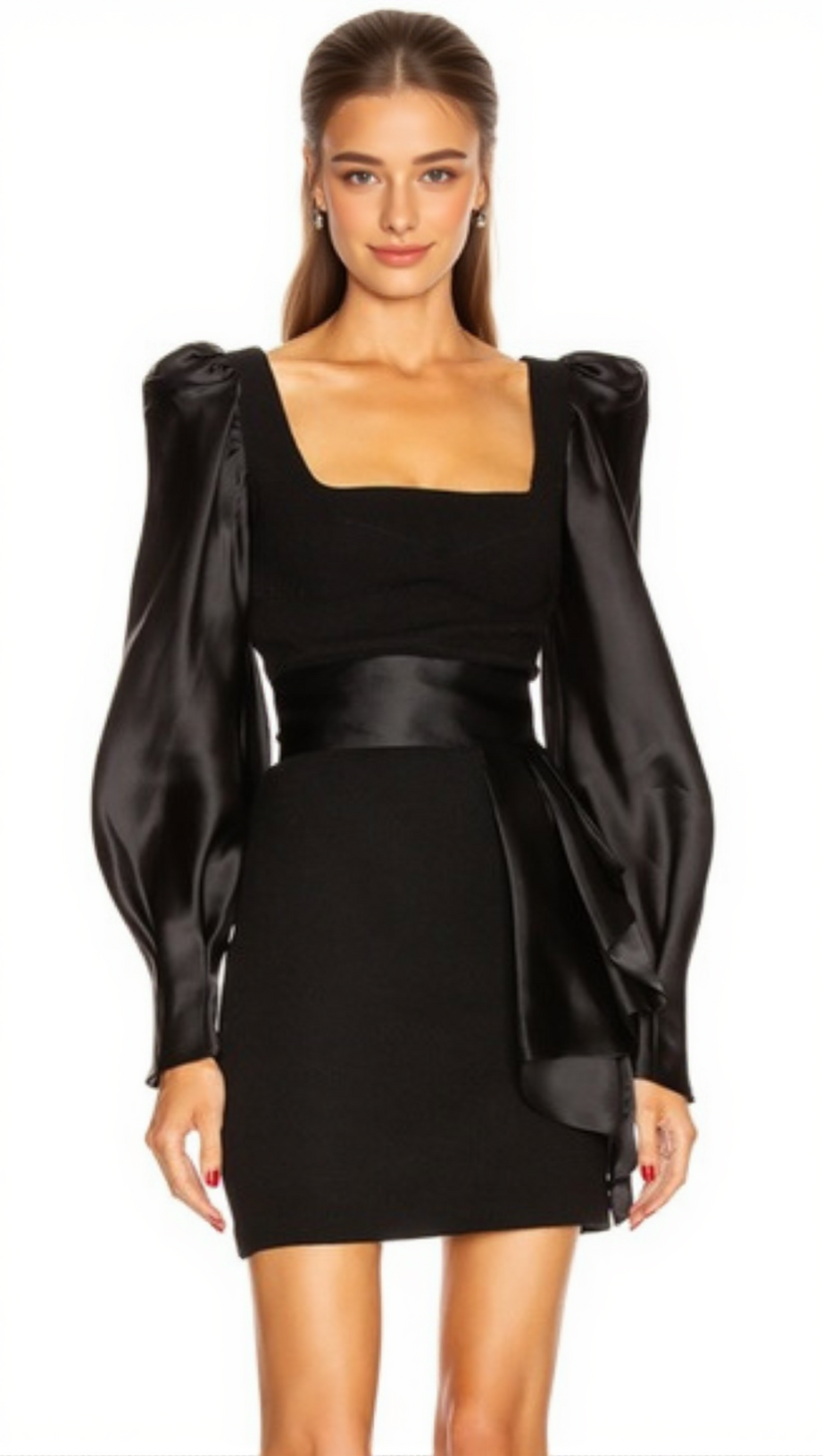 WOOL CREPE SILK SATIN MINI DRESS