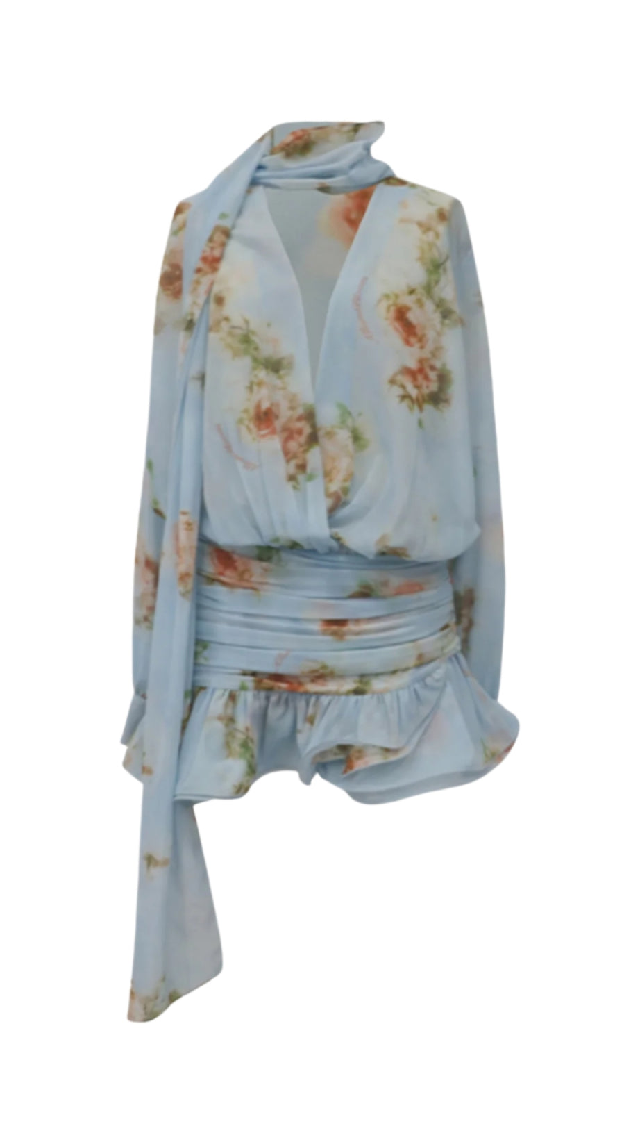 BHAKTI FLORAL CHIFFON RUFFLE MINI DRESS