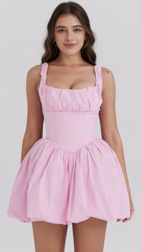AIIZIE COTTON CANDY COTTON TULLE MINI DRESS IN PINK - product image