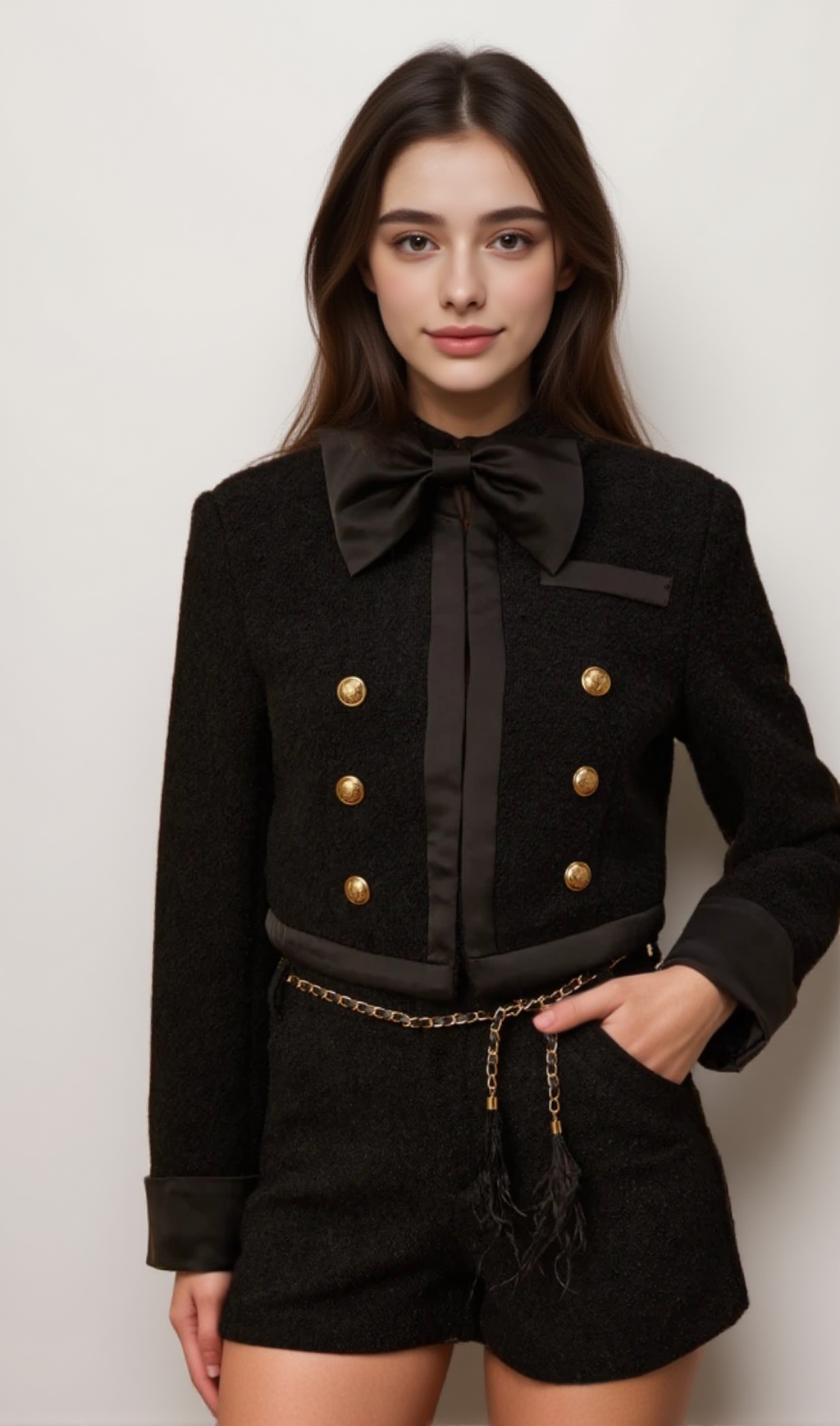 ANTONIA BLACK TWEED JACKET & SHORTS MATCHING SET