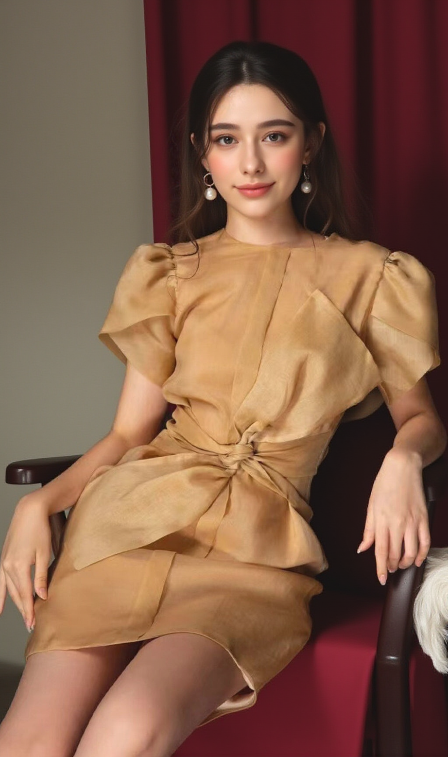 KAHKI – Figurbetontes Minikleid mit Schleife