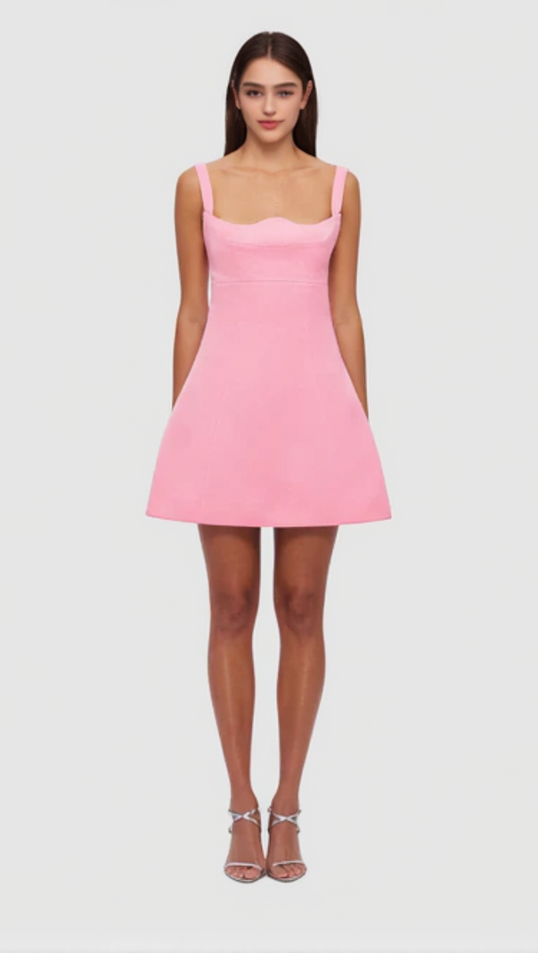 AIIZIE CORSET PANEL MINI DRESS IN PINK - product image