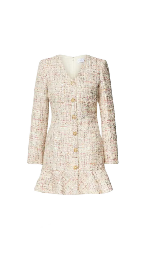 AIIZIE EARTHA MULTICOLOR BEADED BUTTON MINI DRESS - product image