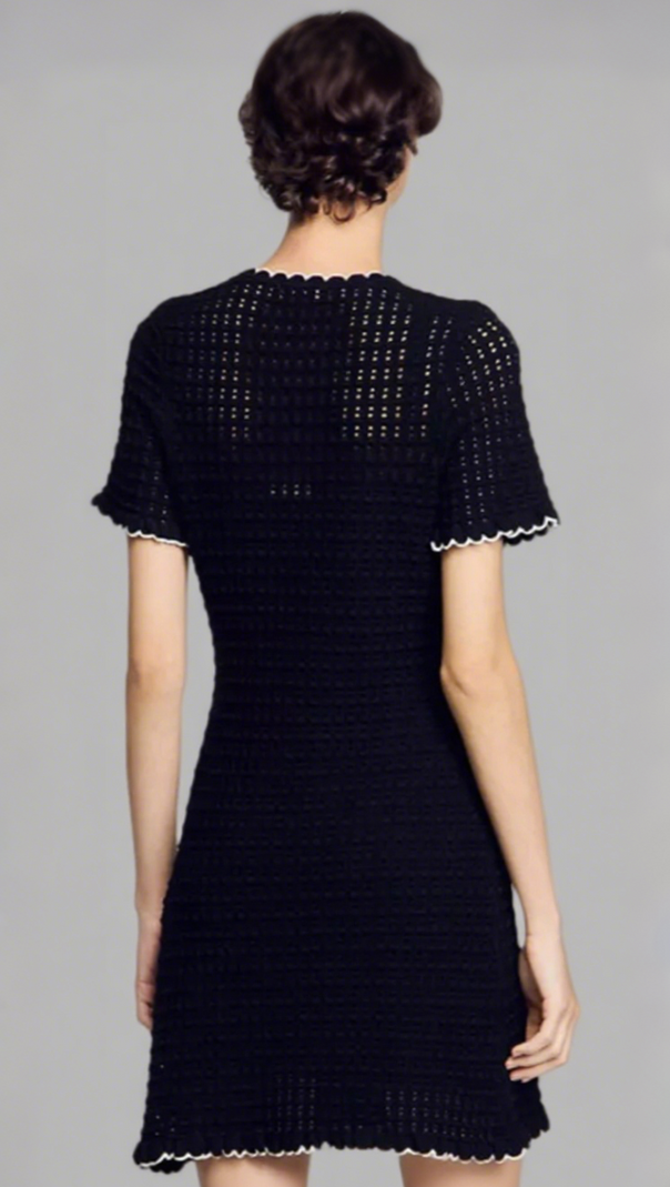 AIIZIE SIMONA HOLLOW KNIT MINI DRESS IN BLACK - product image