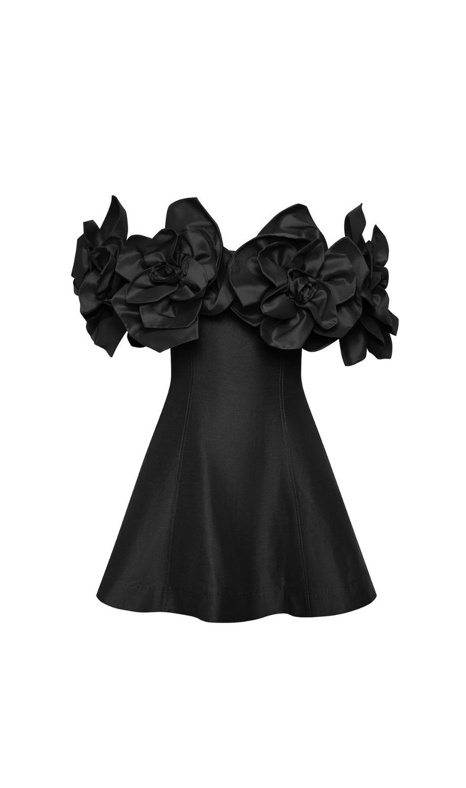 Etta – Trägerloses Minikleid mit Blumenmuster in Schwarz