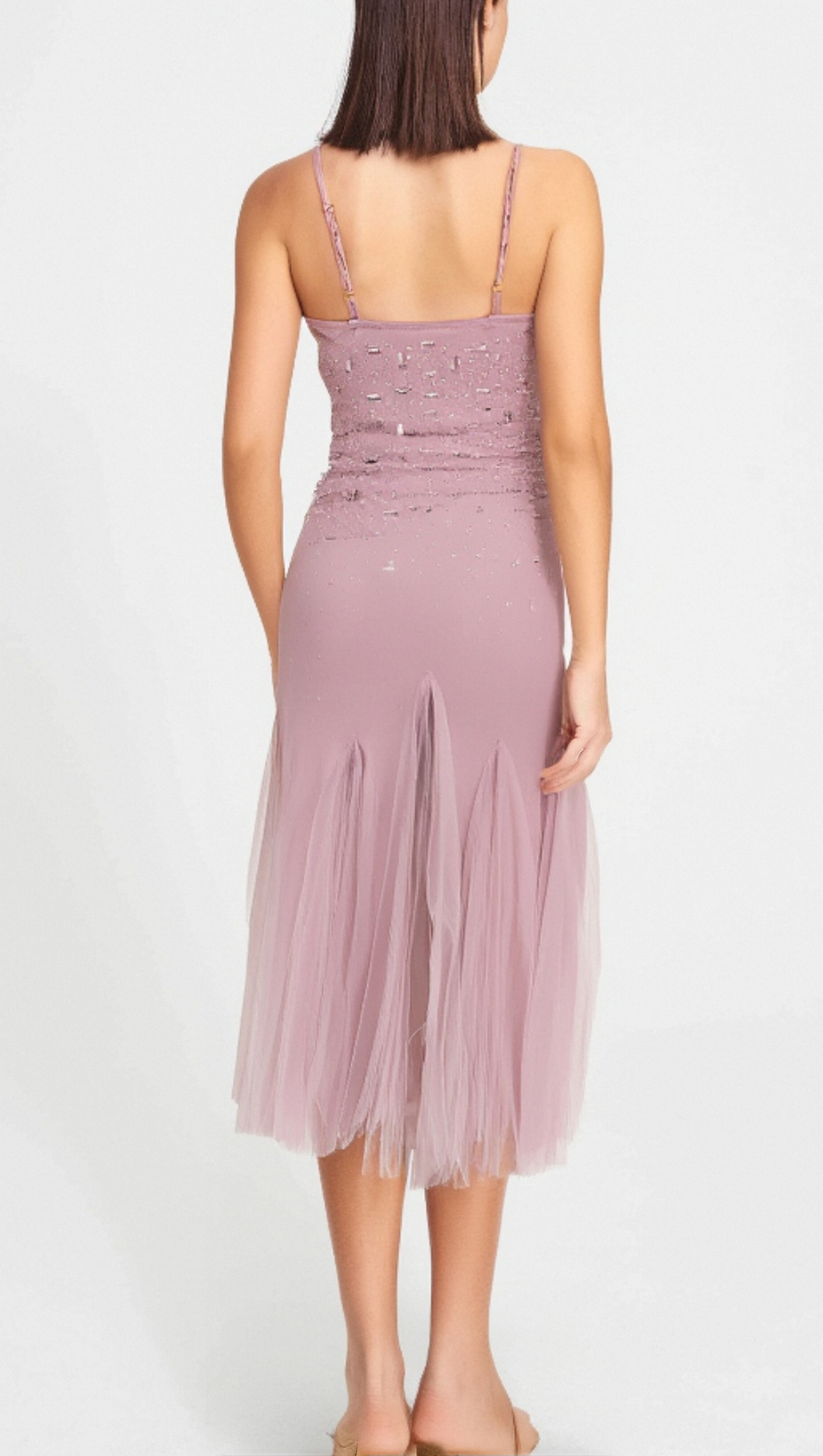 Lila verziertes Midikleid aus Netzstoff von Axelle 