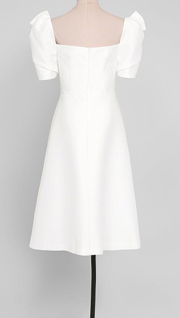 AIIZIE BOW-EMBELLISHED MIDI DRESS IN WHITE - product image