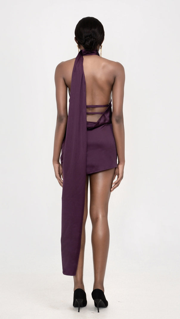 AIIZIE WRAP NECK DRESS IN NIGHT SHADE - product image