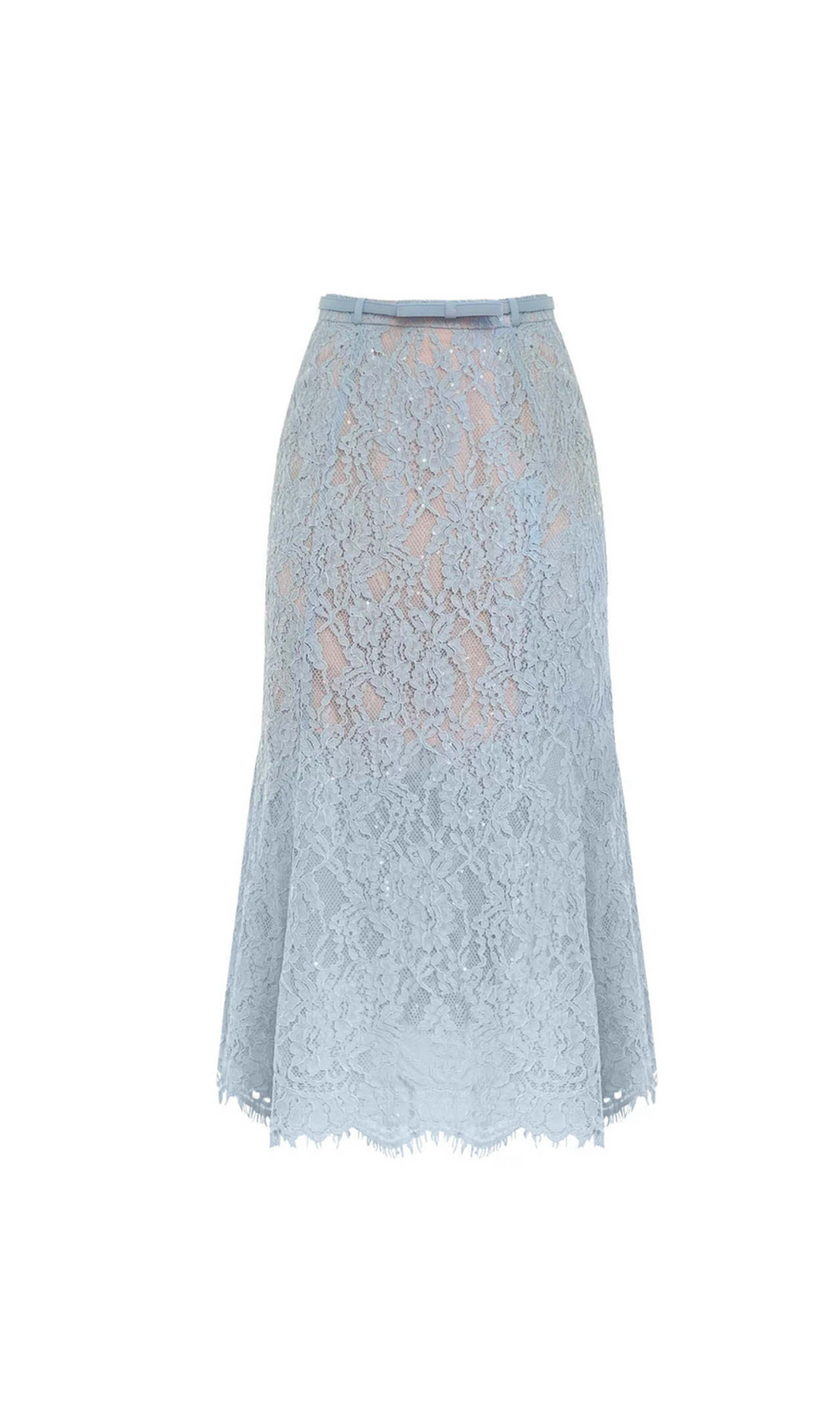 Carol – Ausgestellter Midirock aus Spitze in Blau