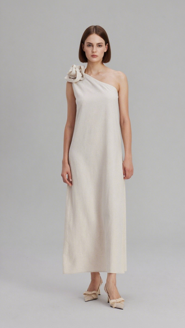 AIIZIE CHARLOTTA FLOWER ONE SHOULDER MAXI DRESS - product image