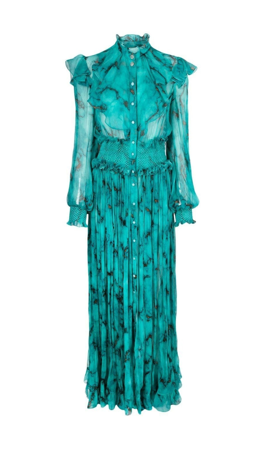 SEIDENMAXIKLEID MIT MARMORPRINT