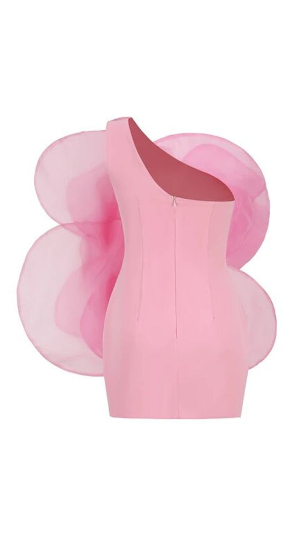 AIIZIE ONE SHOULDER FLOWER MINI DRESS IN PINK - product image