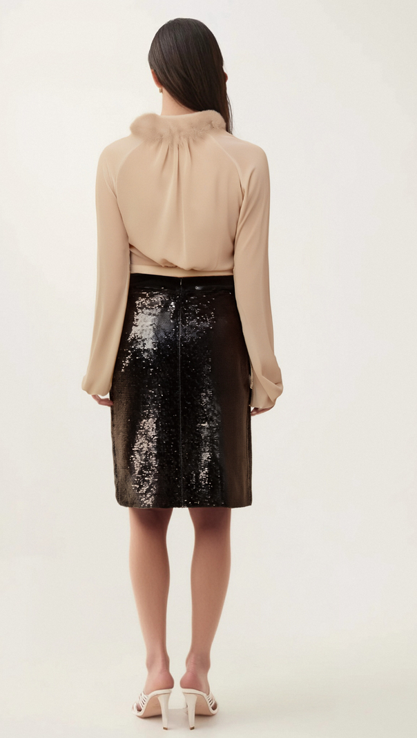 AIIZIE SALOME FEATHER-DETAIL CHIFFON BLOUSE - product image