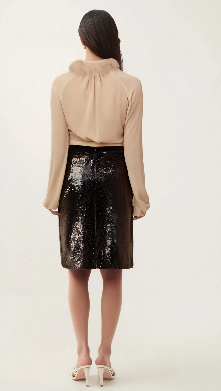 SALOME FEATHER-DETAIL CHIFFON BLOUSE