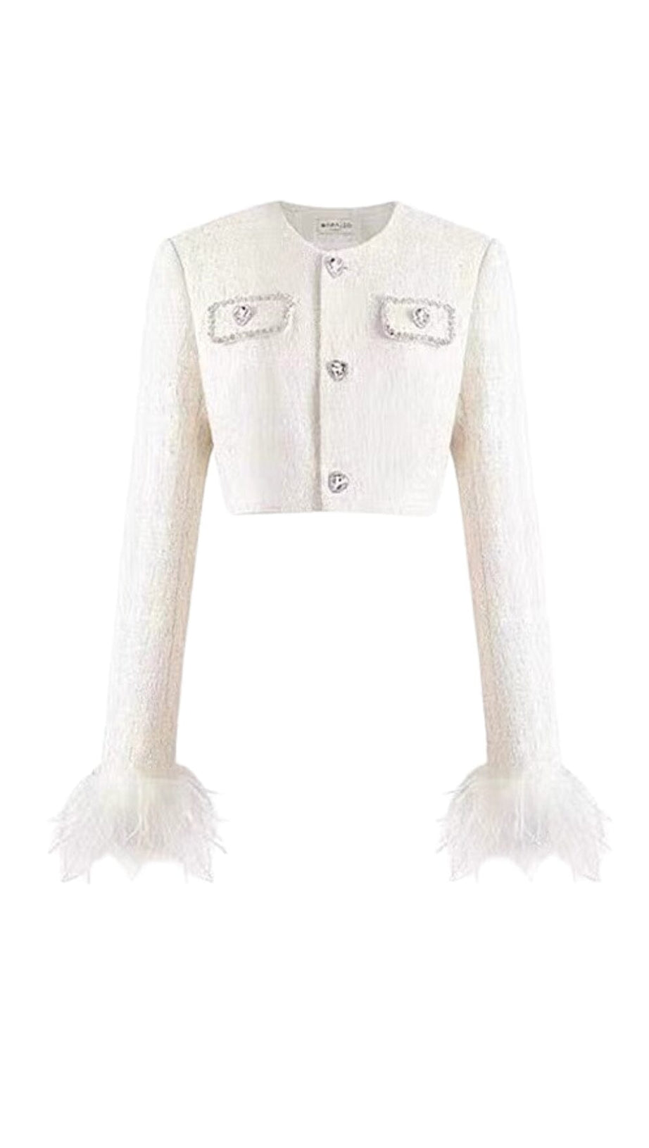 FEDERKURZROCK-ANZUG IN WEISS