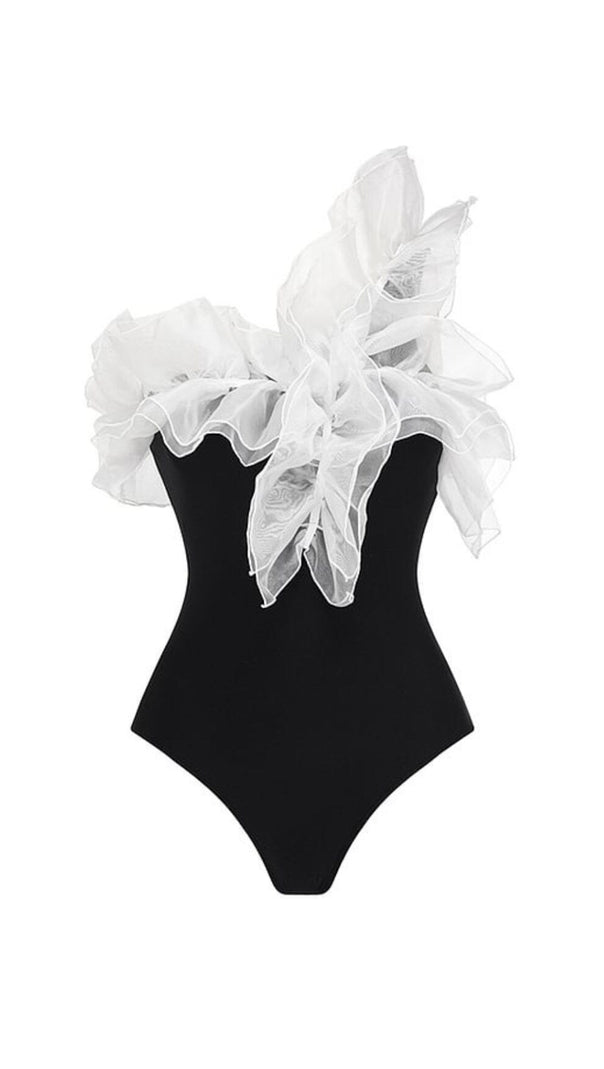 AIIZIE ONE SHOULDER RUFFLE STITCHING ONE PIECE SWIMSUIT - product image