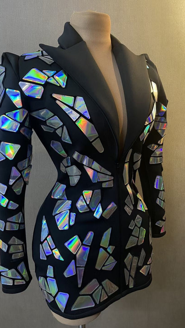 AIIZIE ADELAIDE GEOMETRIC LASER BLAZER MINI DRESS - product image