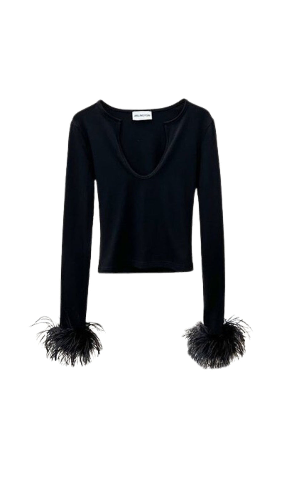 TOP CON PIUME E SCOLLO A U