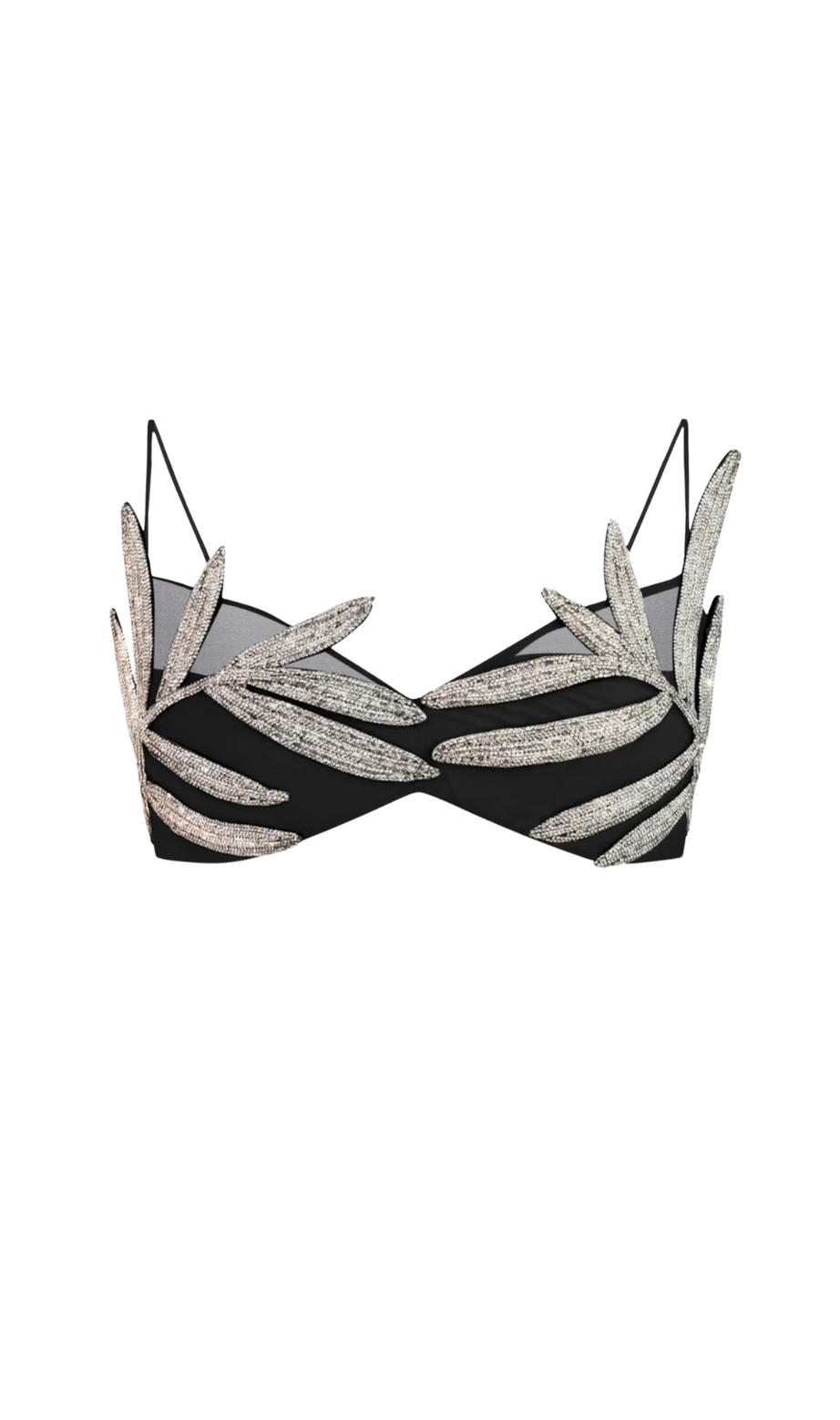 Vieby – Schwarzes Bralette mit Blattkristall
