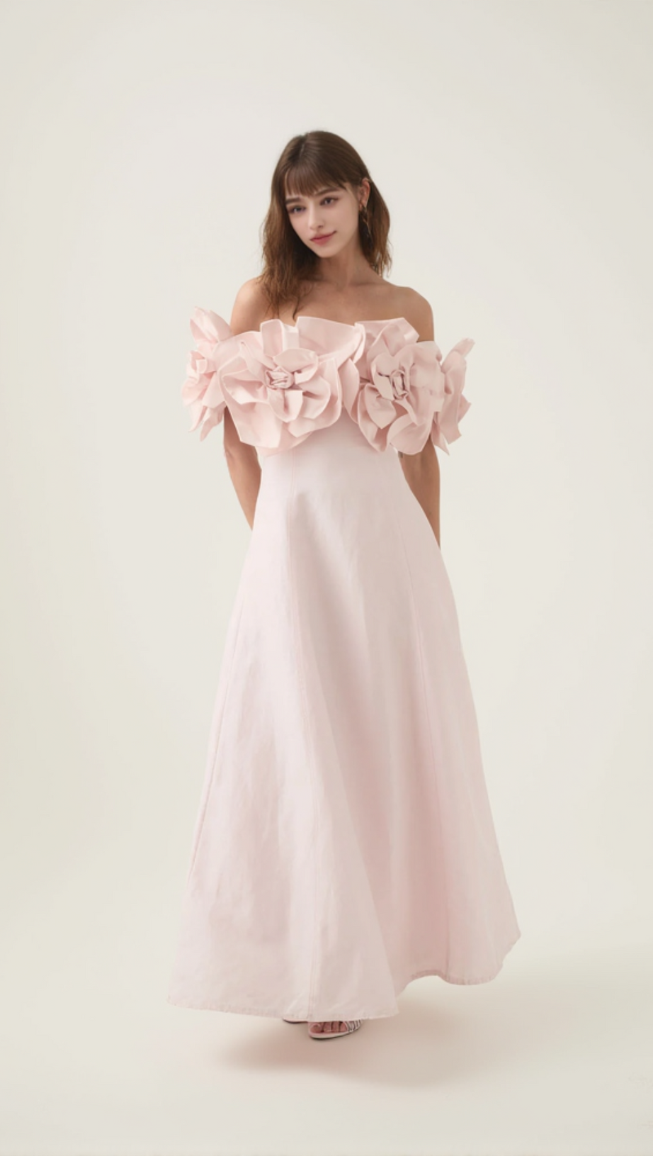 ABITO MIDI SENZA SPALLINE ETTA FLOWER ROSA