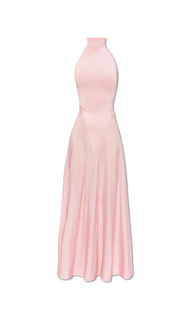 AIIZIE WINNI PINK TURTLENECK SLEEVELESS BACKLESS MAXI DRESS - product image