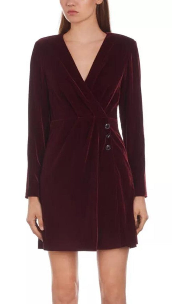 Velvet Faux Wrap Mini Dress