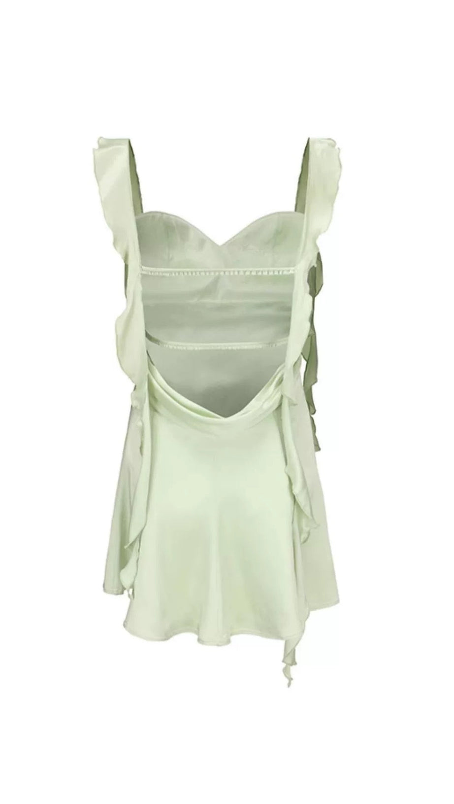 SAGE GREEN SATIN MINI DRESS