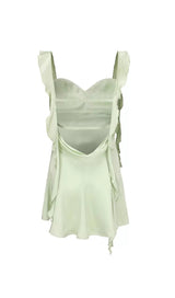 SAGE GREEN SATIN MINI DRESS