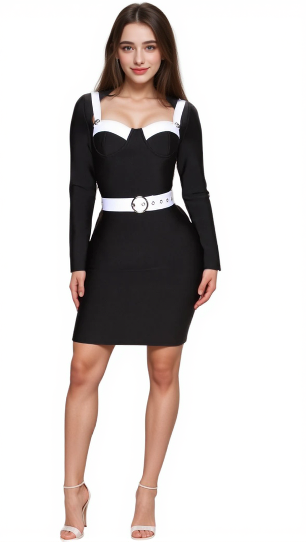 AIIZIE ANILA BANDAGE MINI DRESS IN BLACK - product image