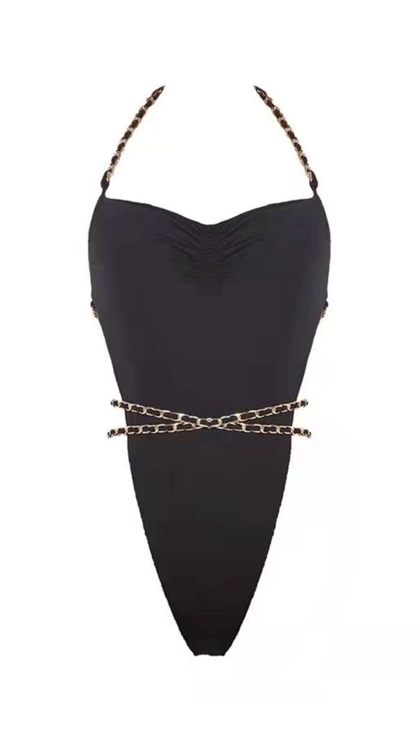 AIIZIE BLACK CHAIN SWIMSUIT - product image