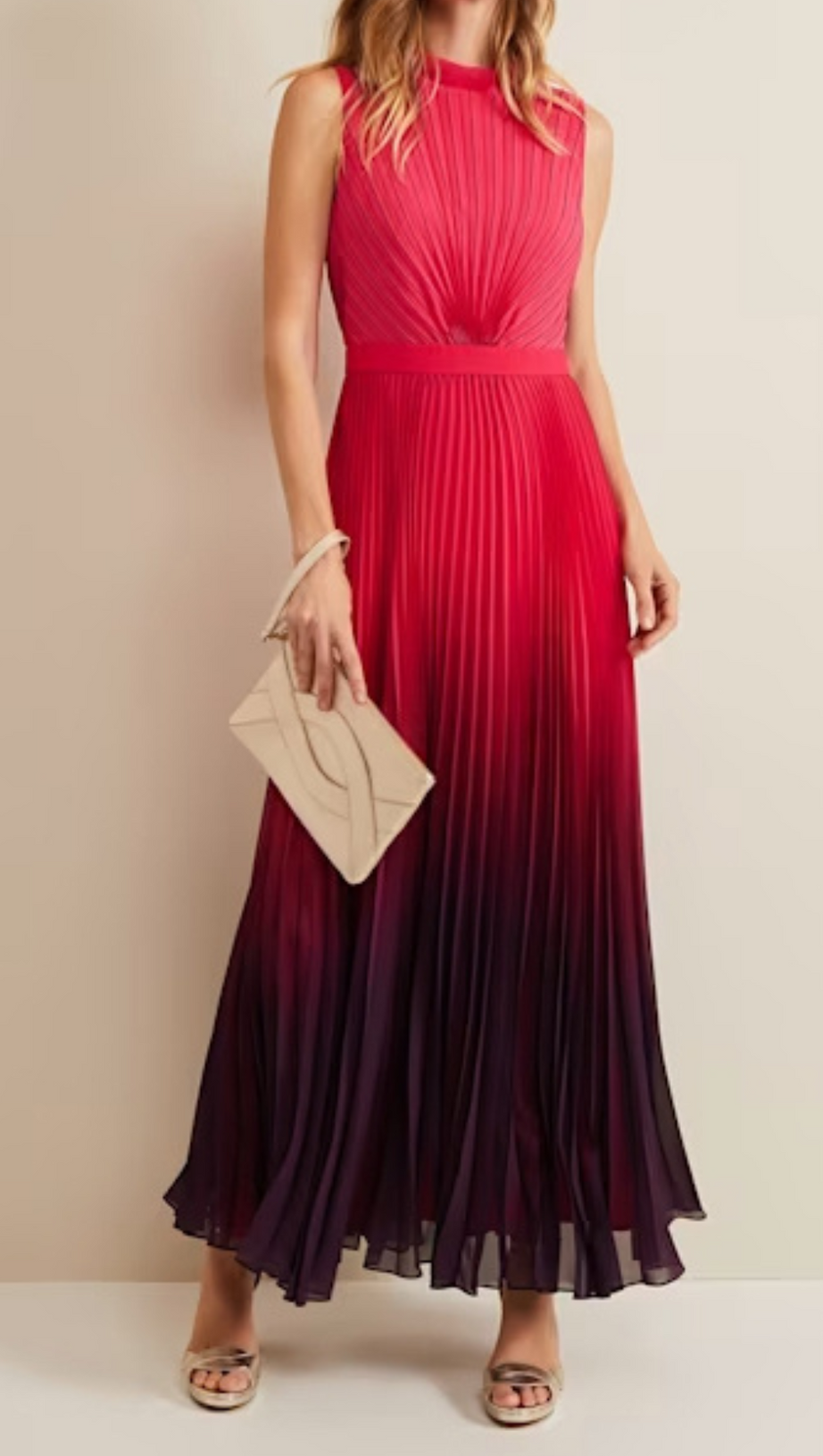 OMBRE PLEATED DRAPED MAXI DRESS