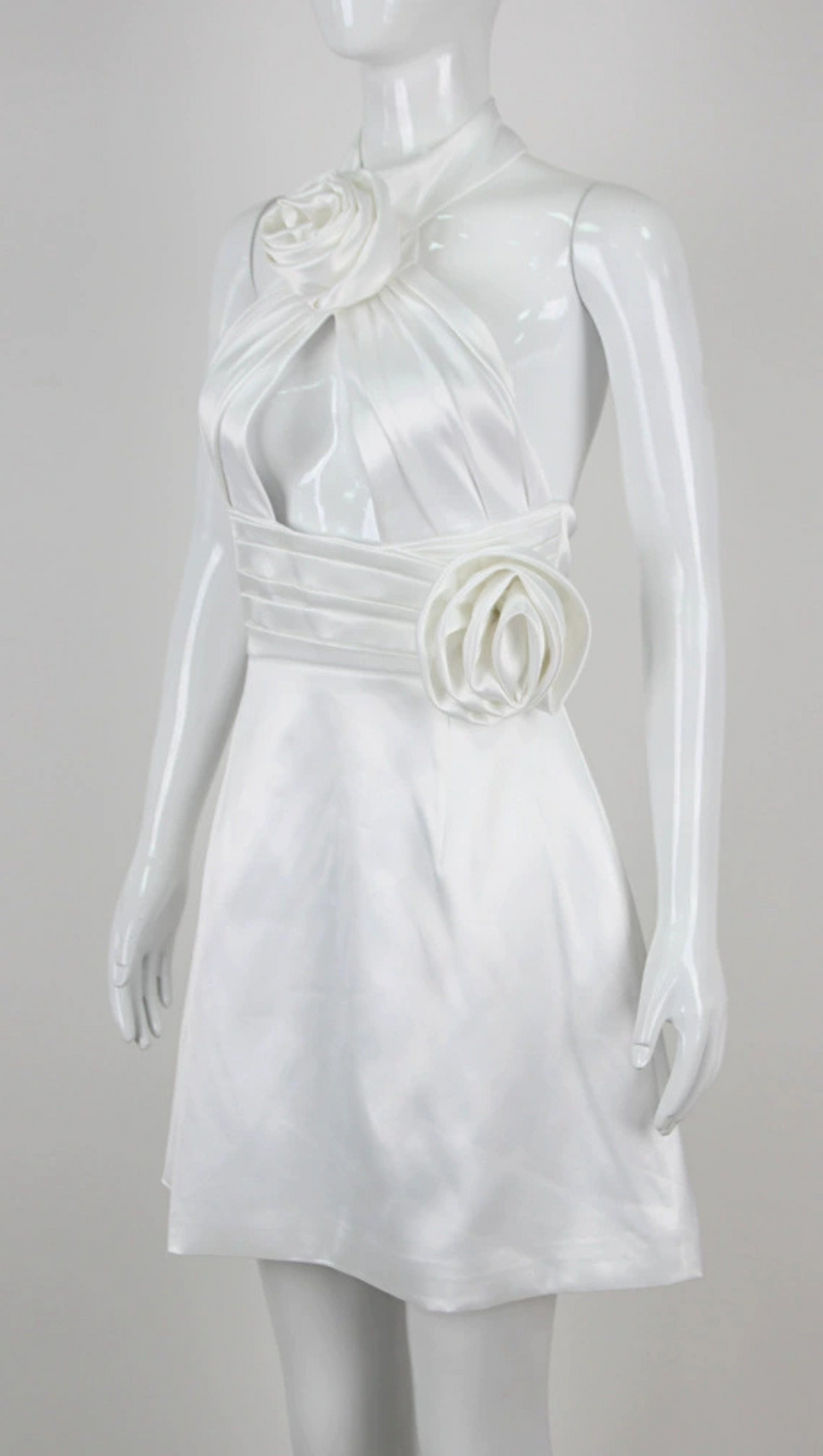 WHITE HALTER FLOWER DRESS