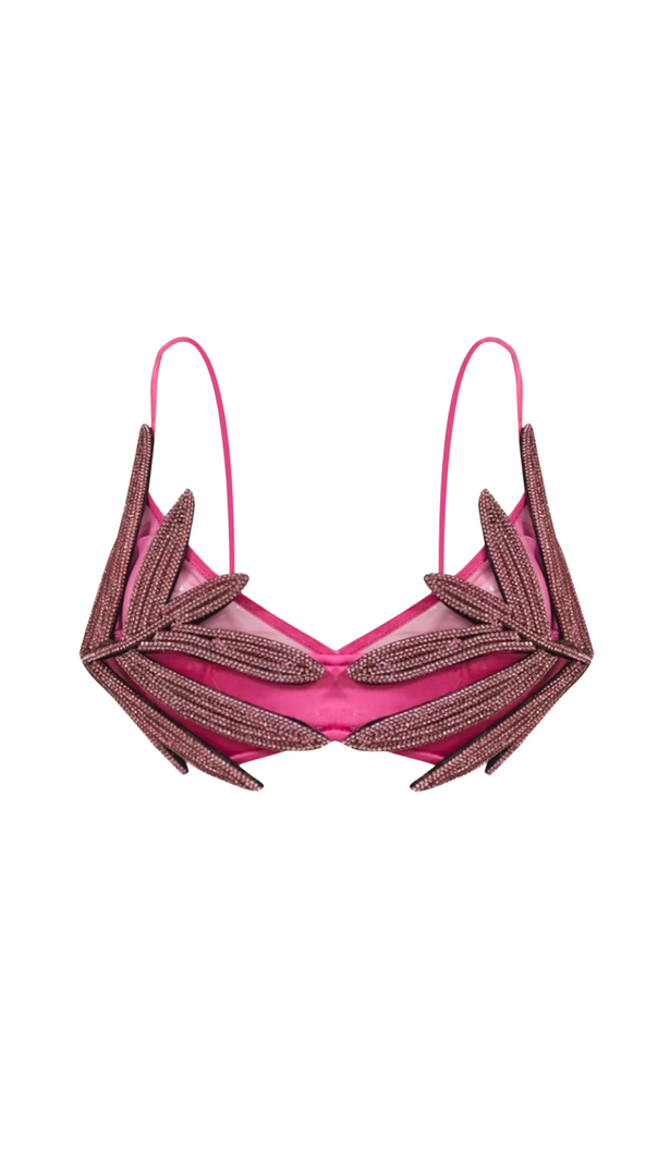 AIIZIE VIEBY LEAF CRYSTAL BRALETTE IN PINK - product image