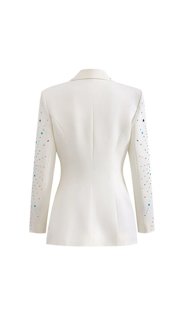 AIIZIE GLADYS WHITE PEAK LAPEL BLAZER WITH BEADINGS - product image