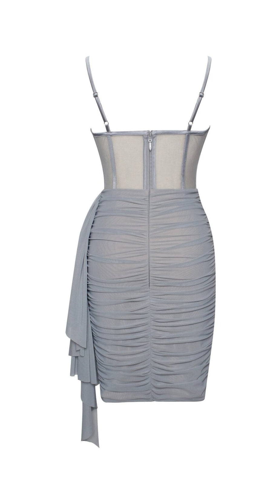 ABITO CORSETTO IN RETE DRAPPEGGIATA E RUCHES BLU YOLIE