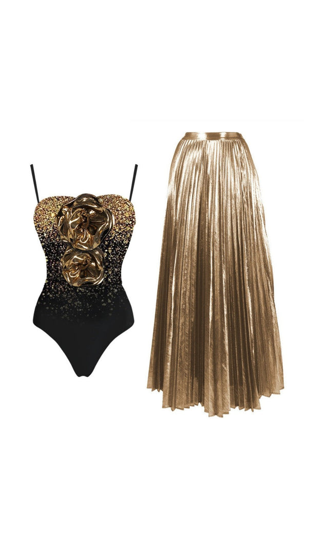 AIIZIE FLOWER SEQUIN SWIMSUIT AND SKIRT - product image
