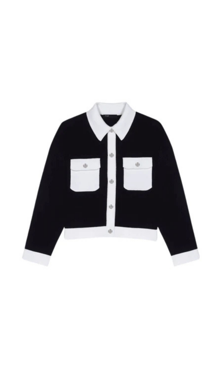 CROPPED CONTRASTING KNITTED CARDIGAN