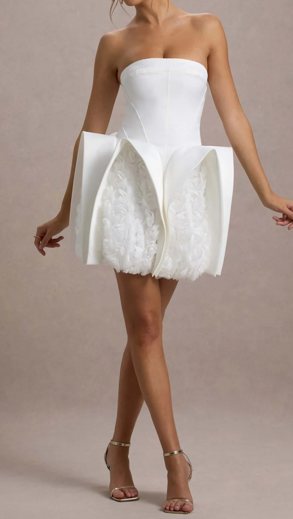 AIIZIE BEVERLY CALAIS STRAPLESS FLOWER MINI DRESS - product image