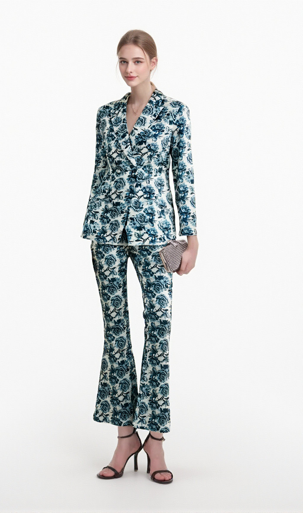 Morgane floral-print jacket & trousers matching set