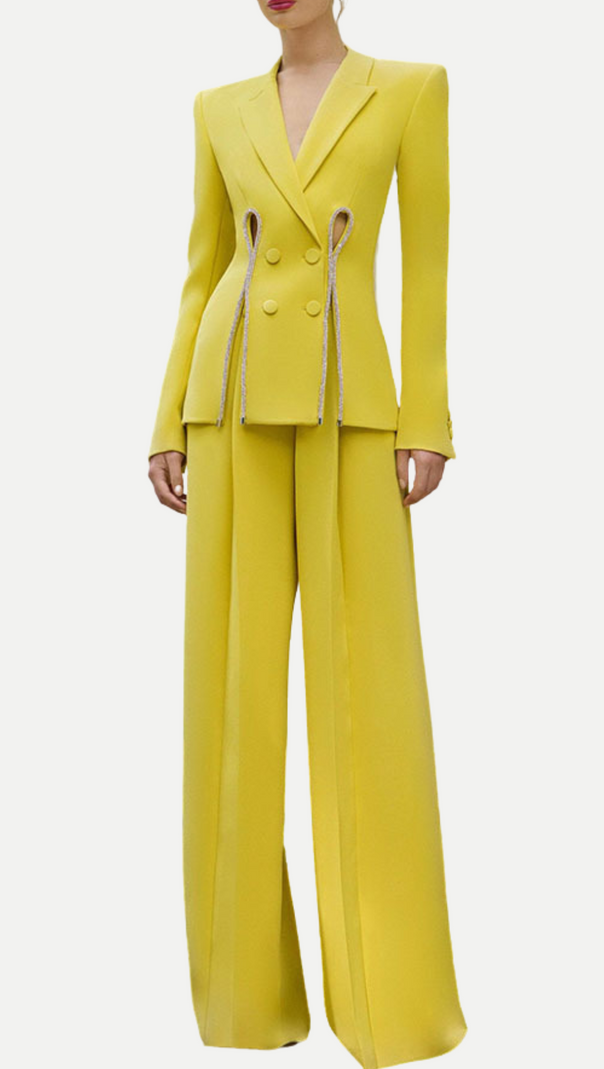 AIIZIE YELLOW DOUBLE BREASTED PANTSUIT - product image