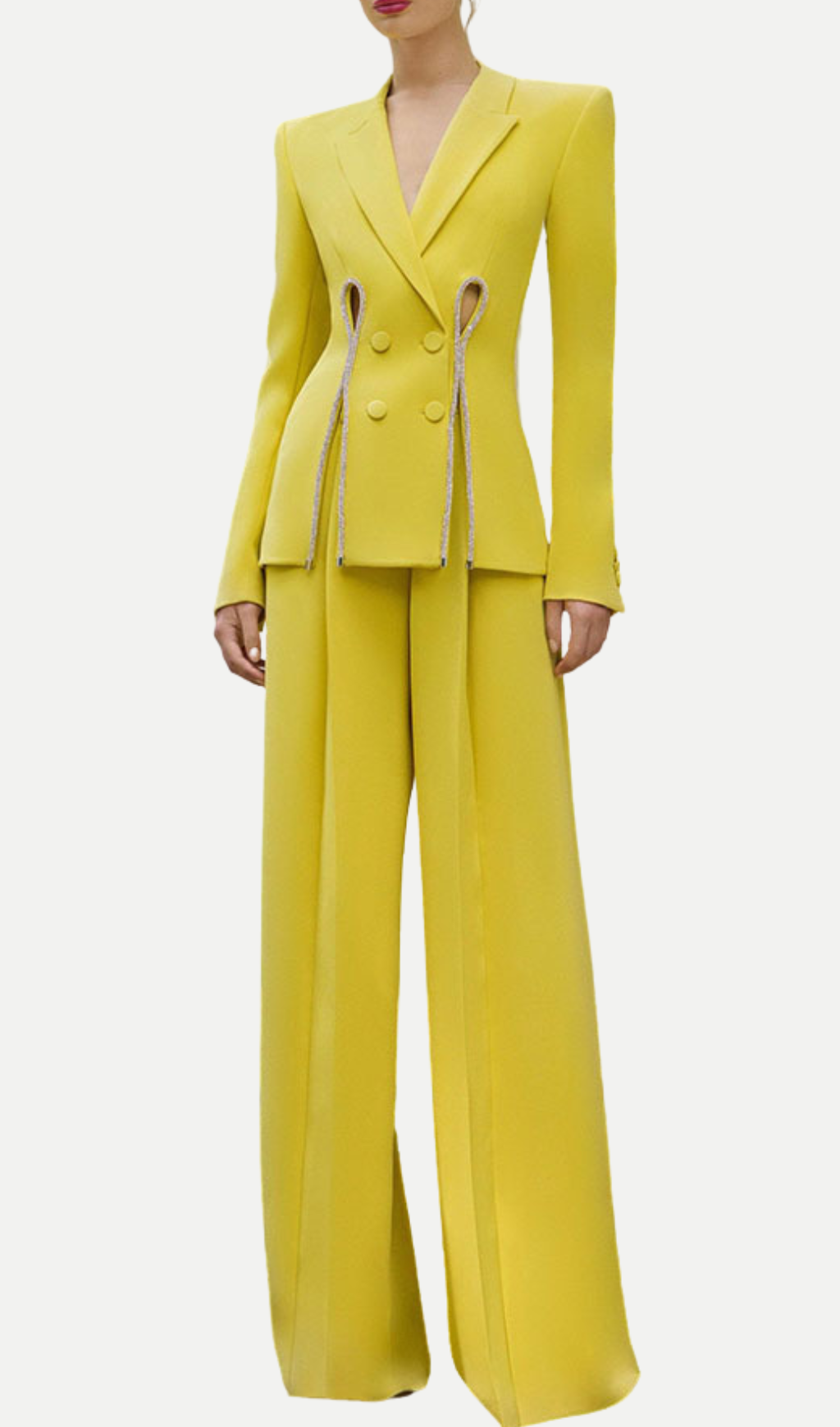 YELLOW DOUBLE BREASTED PANTSUIT